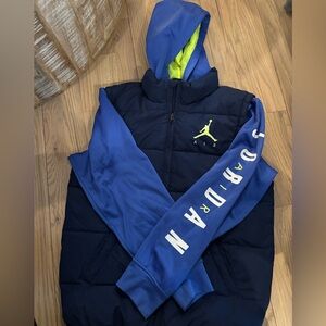 Jordan Kids Blue and Neon Puffer Jacket